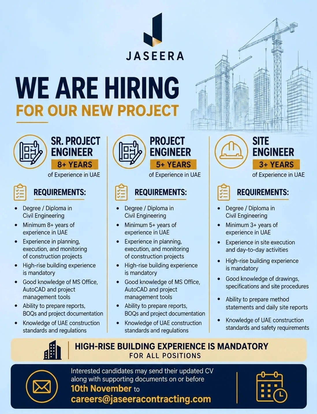 Jaseera Building Contracting LLC Dubai Jobs 2
