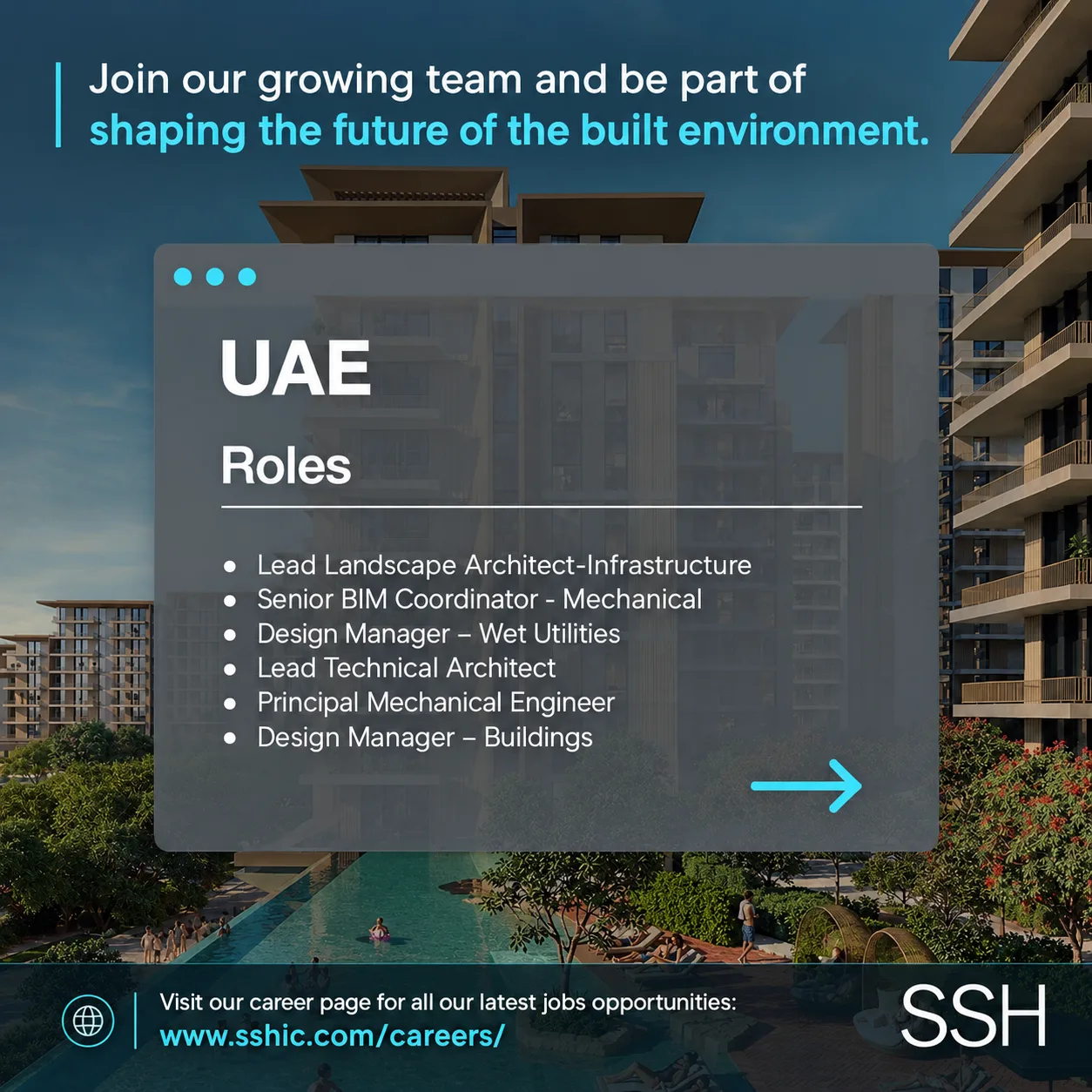 SSH International Engineering Consultants Dubai Jobs – Lead Landscape Architect – Infrastructure, Senior BIM Coordinator – Mechanical, Design Manager – Wet Utilities