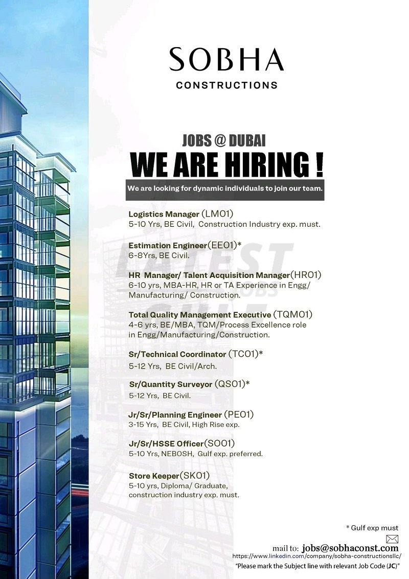 Sobha-Construction-LLC-Dubai-Jobs-29-July-2022