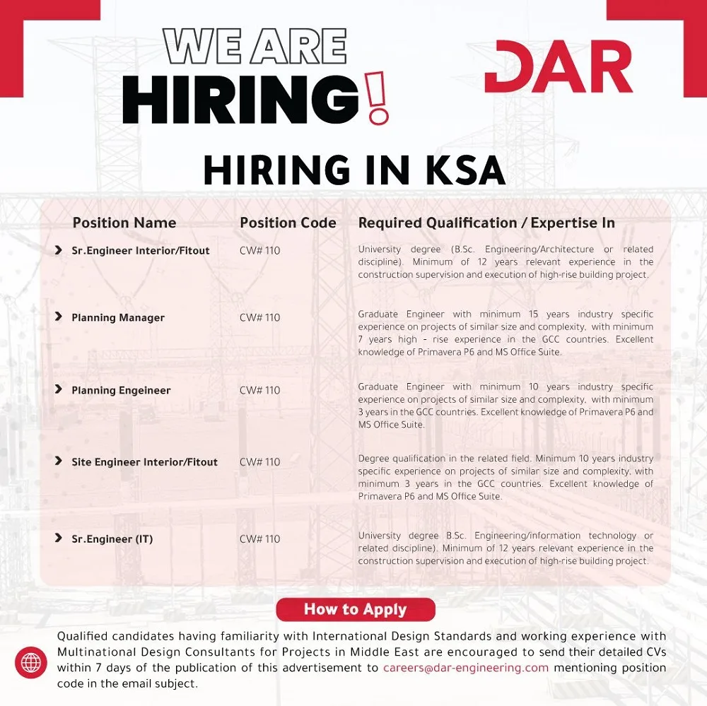 DAR Engineering Consultants Limited Riyadh Jobs