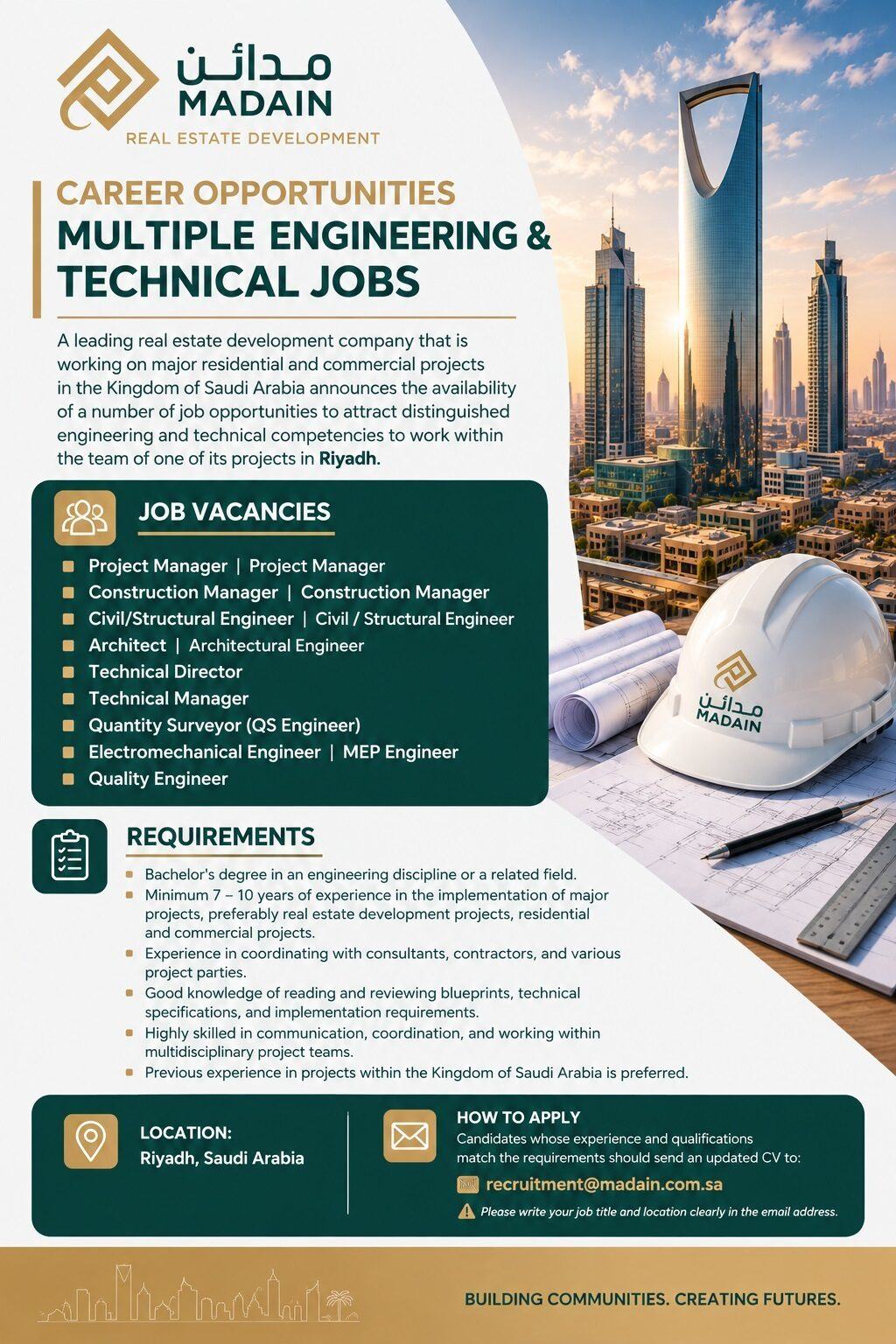 Madain Real Estate Development Company Riyadh Jobs